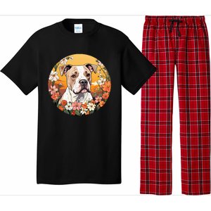 Cute American Bulldog Mountain Flower Meadow Dog Mom Pajama Set