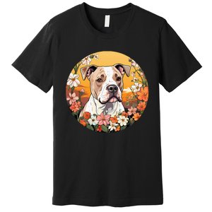 Cute American Bulldog Mountain Flower Meadow Dog Mom Premium T-Shirt