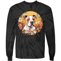 Cute American Bulldog Mountain Flower Meadow Dog Mom Tie-Dye Long Sleeve Shirt