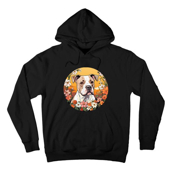 Cute American Bulldog Mountain Flower Meadow Dog Mom Tall Hoodie