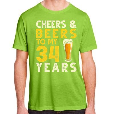 Cheers And Beers To My 34 Years Old Funny 34th Birthday Gift Adult ChromaSoft Performance T-Shirt