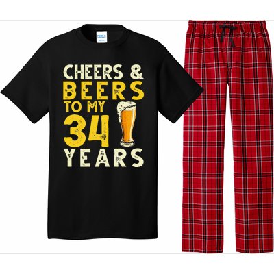 Cheers And Beers To My 34 Years Old Funny 34th Birthday Gift Pajama Set