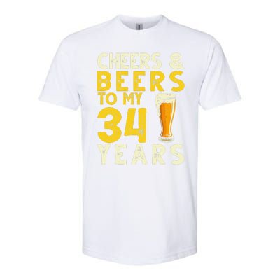 Cheers And Beers To My 34 Years Old Funny 34th Birthday Gift Softstyle CVC T-Shirt