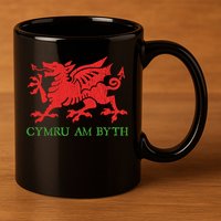Cymru Am Byth Welsh Rugby Dragon Wales Player Pride Funny Gift 11oz C Handle Ceramic Mug