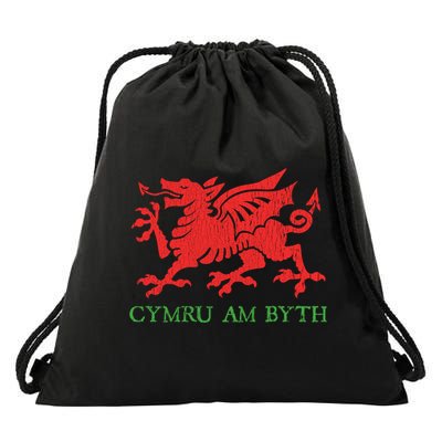 Cymru Am Byth Welsh Rugby Dragon Wales Player Pride Funny Gift Drawstring Bag