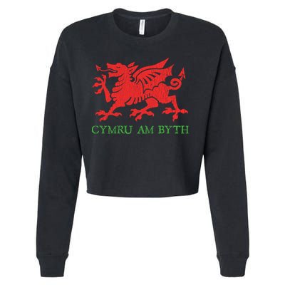 Cymru Am Byth Welsh Rugby Dragon Wales Player Pride Funny Gift Cropped Pullover Crew