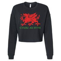 Cymru Am Byth Welsh Rugby Dragon Wales Player Pride Funny Gift Cropped Pullover Crew
