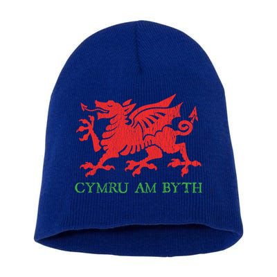 Cymru Am Byth Welsh Rugby Dragon Wales Player Pride Funny Gift Short Acrylic Beanie