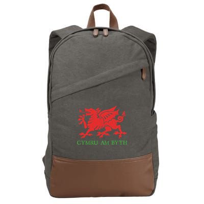 Cymru Am Byth Welsh Rugby Dragon Wales Player Pride Funny Gift Cotton Canvas Backpack