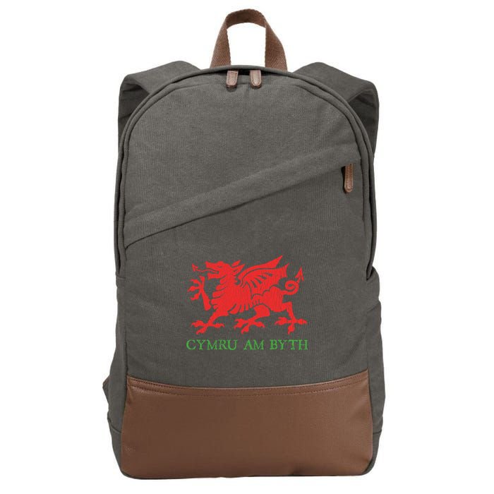 Cymru Am Byth Welsh Rugby Dragon Wales Player Pride Funny Gift Cotton Canvas Backpack