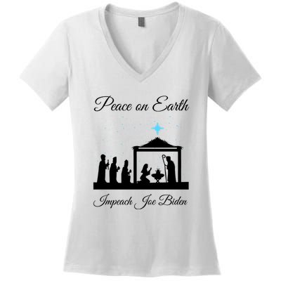 Christmas Anti Biden Peace On Earth Women's V-Neck T-Shirt