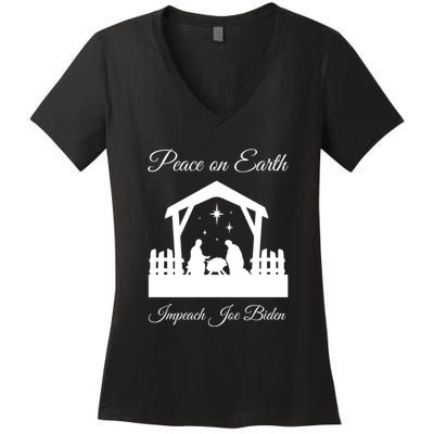Christmas Anti Biden Peace On Earth Women's V-Neck T-Shirt