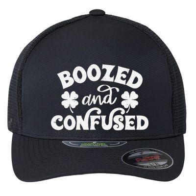 Confused And Boozed Saint Patrick's Day Shamrock Gift Flexfit Unipanel Trucker Cap