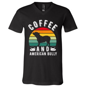 Coffee And Bully Pitbull American Bulldog Dog Lover V-Neck T-Shirt