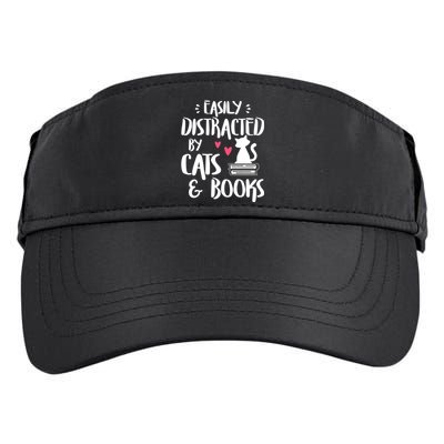 Cat And Book Lover Funny Easily Distracted By Cats And Books Meaningful Gift Adult Drive Performance Visor