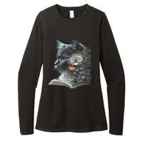 Cat Art Book Cat Motif Flowers Cat Womens CVC Long Sleeve Shirt