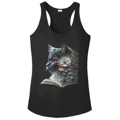 Cat Art Book Cat Motif Flowers Cat Ladies PosiCharge Competitor Racerback Tank