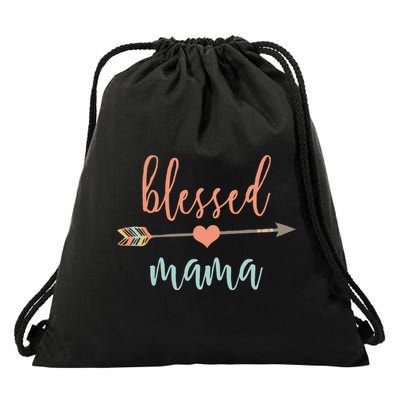 Cute Arrow Blessed Mama Cool Gift Announcet Drawstring Bag