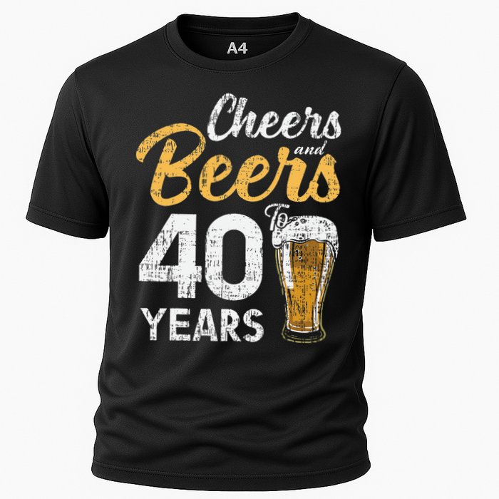 Cheers and Beers to 40 Years Birthday Beer Lover Party Cooling Performance Crew T-Shirt