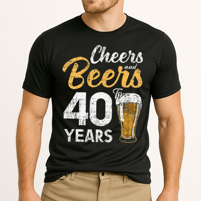 Cheers and Beers to 40 Years Birthday Beer Lover Party Cooling Performance Crew T-Shirt