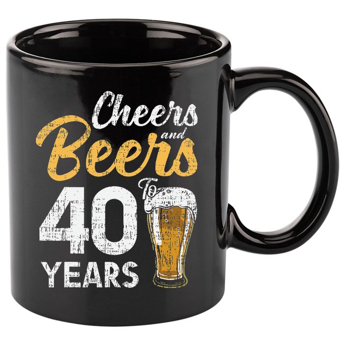 Cheers and Beers to 40 Years Birthday Beer Lover Party 11oz C Handle Ceramic Mug