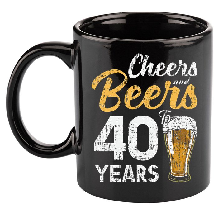 Cheers and Beers to 40 Years Birthday Beer Lover Party 11oz C Handle Ceramic Mug