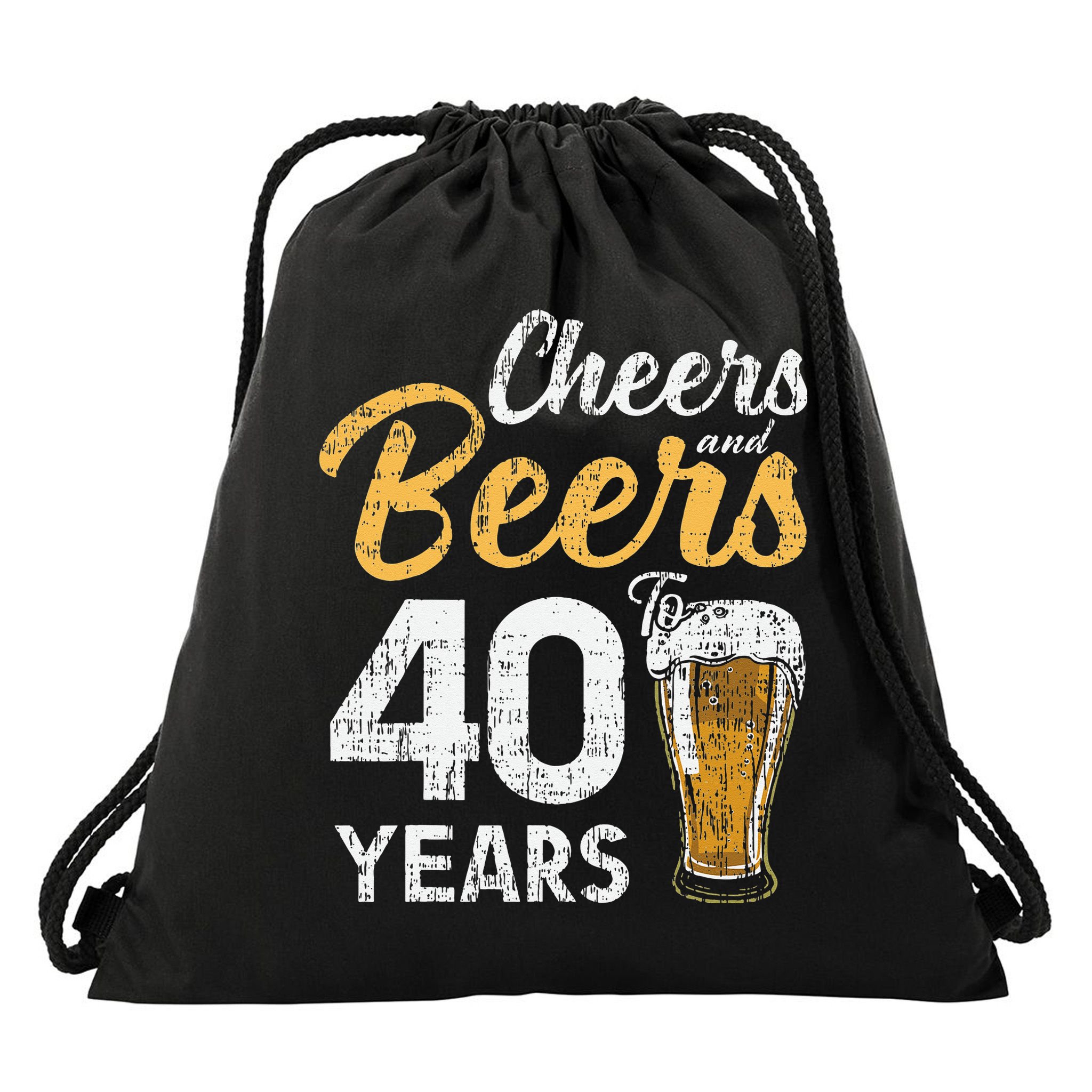 Cheers and Beers to 40 Years Birthday Beer Lover Party Drawstring Bag