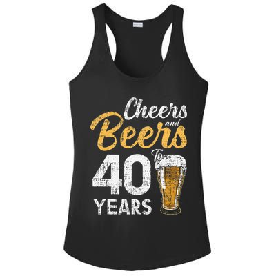 Cheers and Beers to 40 Years Birthday Beer Lover Party Ladies PosiCharge Competitor Racerback Tank