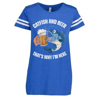 Catfish And Beer ThatS Why IM Here Catfish Fishing Cool Gift Enza Ladies Jersey Football T-Shirt