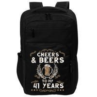Cheers and Beers to 41 Years 41st Birthday Anniversary  Impact Tech Backpack