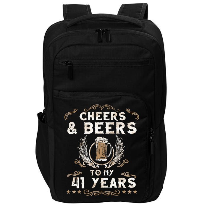 Cheers and Beers to 41 Years 41st Birthday Anniversary  Impact Tech Backpack