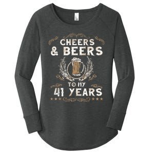 Cheers and Beers to 41 Years 41st Birthday Anniversary  Women's Perfect Tri Tunic Long Sleeve Shirt