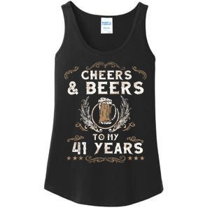 Cheers and Beers to 41 Years 41st Birthday Anniversary  Ladies Essential Tank