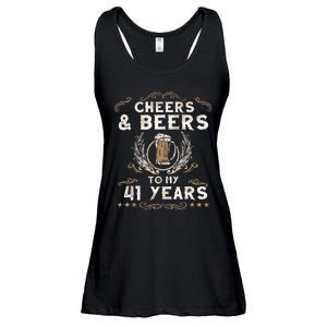 Cheers and Beers to 41 Years 41st Birthday Anniversary  Ladies Essential Flowy Tank