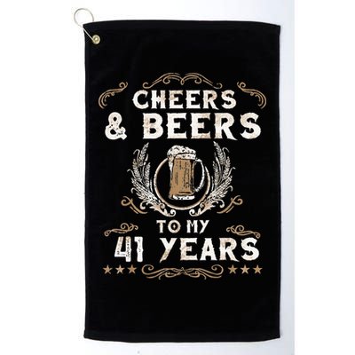 Cheers and Beers to 41 Years 41st Birthday Anniversary  Golf Towel