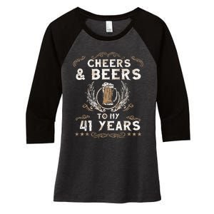 Cheers and Beers to 41 Years 41st Birthday Anniversary  Women's Tri-Blend 3/4-Sleeve Raglan Shirt