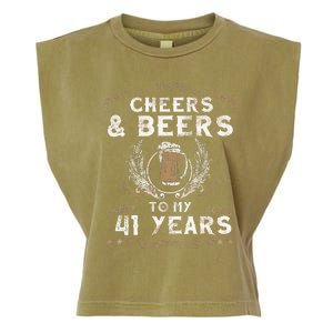 Cheers and Beers to 41 Years 41st Birthday Anniversary  Garment-Dyed Women's Muscle Tee