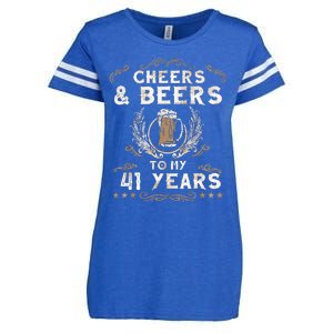 Cheers and Beers to 41 Years 41st Birthday Anniversary  Enza Ladies Jersey Football T-Shirt