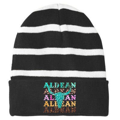 cowhide aldean bullhorn Striped Beanie with Solid Band