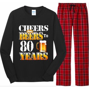 Cheers And Beers To 80 Years Funny 80th Birthday Beer Lover Long Sleeve Pajama Set