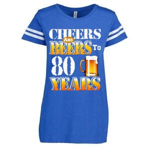 Cheers And Beers To 80 Years Funny 80th Birthday Beer Lover Enza Ladies Jersey Football T-Shirt