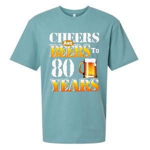 Cheers And Beers To 80 Years Funny 80th Birthday Beer Lover Sueded Cloud Jersey T-Shirt