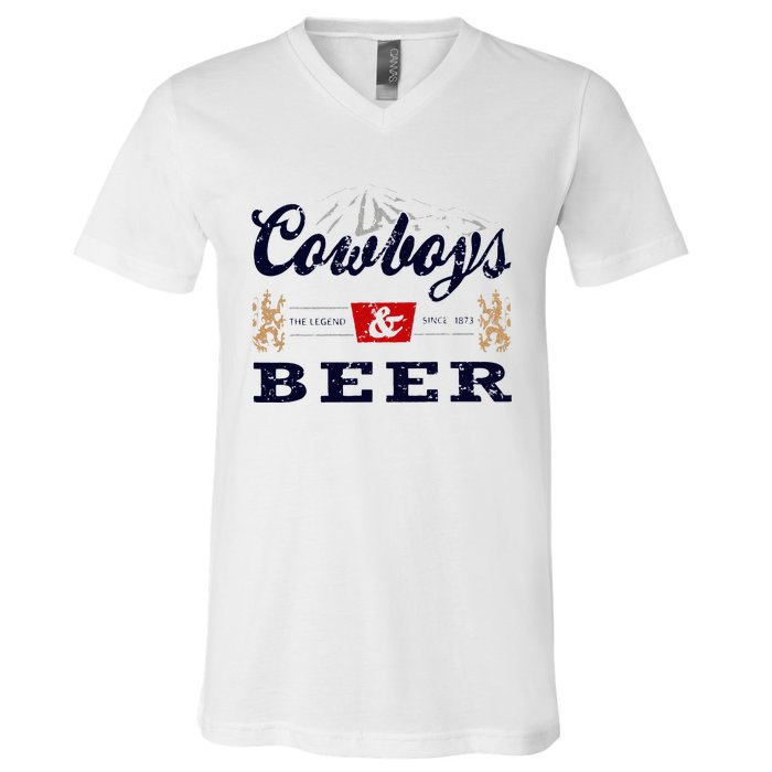 Cow And Beer Outfit For Women Rodeo Western Country V-Neck T-Shirt