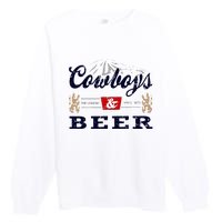 Cow And Beer Outfit For Women Rodeo Western Country Premium Crewneck Sweatshirt