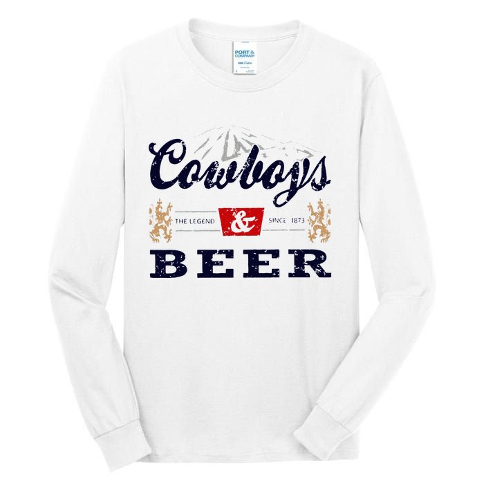 Cow And Beer Outfit For Women Rodeo Western Country Tall Long Sleeve T-Shirt