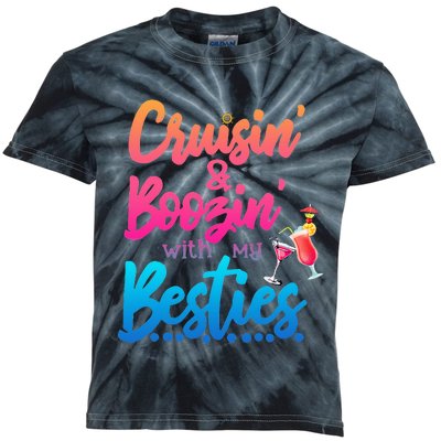 Cruising And Boozin' With My Besties Love Cruise Kids Tie-Dye T-Shirt