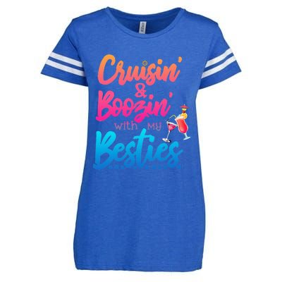 Cruising And Boozin' With My Besties Love Cruise Enza Ladies Jersey Football T-Shirt