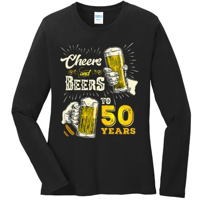 Cheers And Beers To 50 Years Old Beer 50th Birthday Beer Men Ladies Long Sleeve Shirt