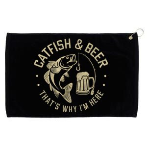 Catfish And Beer Thats Why IM Here Funny Fishing Beer Lover Funny Gift Grommeted Golf Towel