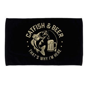 Catfish And Beer Thats Why IM Here Funny Fishing Beer Lover Funny Gift Microfiber Hand Towel